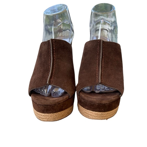 Michael Kors Collection Charlize Suede Wedge Mules Sandals Sz 9 / 39.5 - Picture 14 of 16